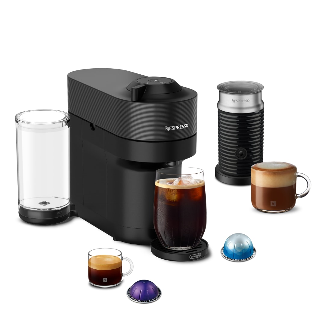 Nespresso Vertuo Pop+ Coffee and Espresso Maker by De'Longhi with Milk Frother, Liquorice Black