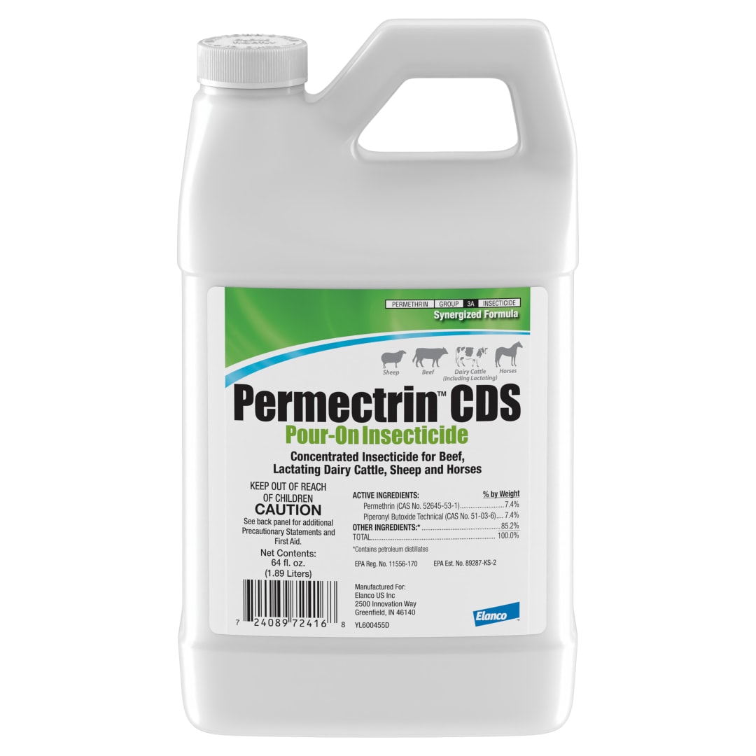 Permectrin CDS Pour-on Insecticide Pour-On & Premise Spray | Controls Flies, Lice & Ticks | 0.5 Gal Jug