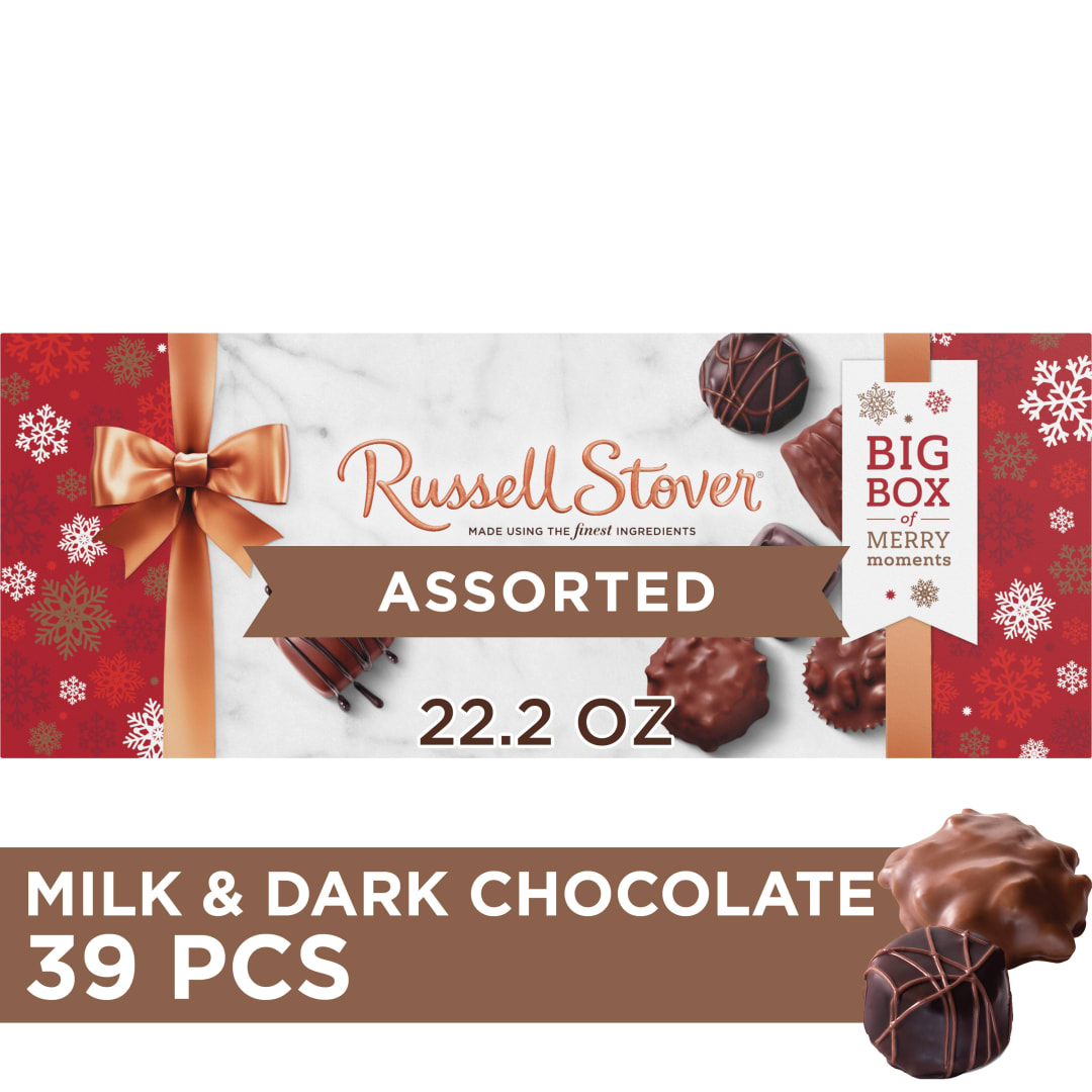 RUSSELL STOVER Christmas Assorted Milk & Dark Chocolate Candy WOW Gift Box, 22.2 oz.