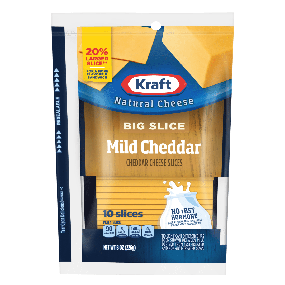 Kraft Big Slice Mild Cheddar Natural Cheese Slices 8oz (10 Slices)