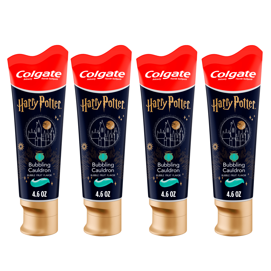 Colgate Harry Potter Kids Toothpaste with Fluoride, Bubblegum Bubbling Cauldron, 4 Pack, 4.6 Oz