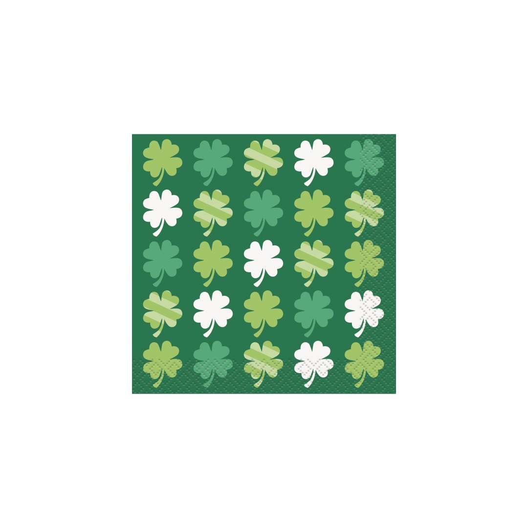Lucky Clover St Patrick's Day Beverage Napkins, 16ct