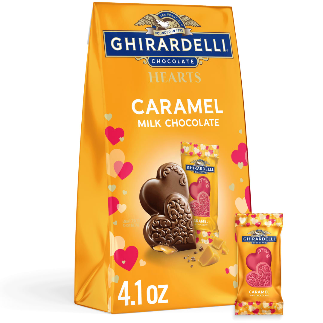GHIRARDELLI Caramel Milk Chocolate Hearts, 4.1 oz Bag