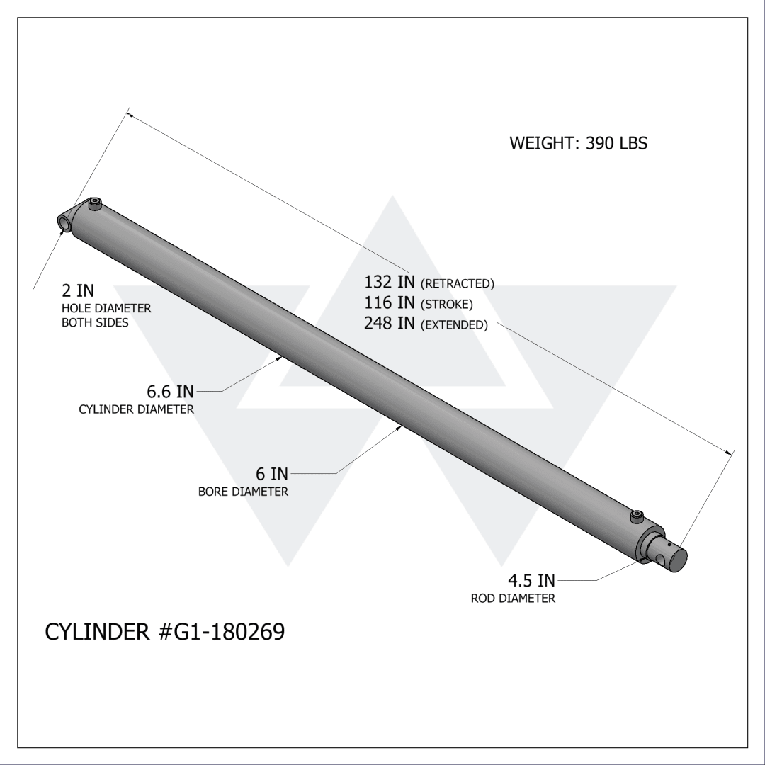 Galbreath™ Hydraulic Cylinder GP450 - Gallon Same as A3133 (6" X 4.5" X 116")