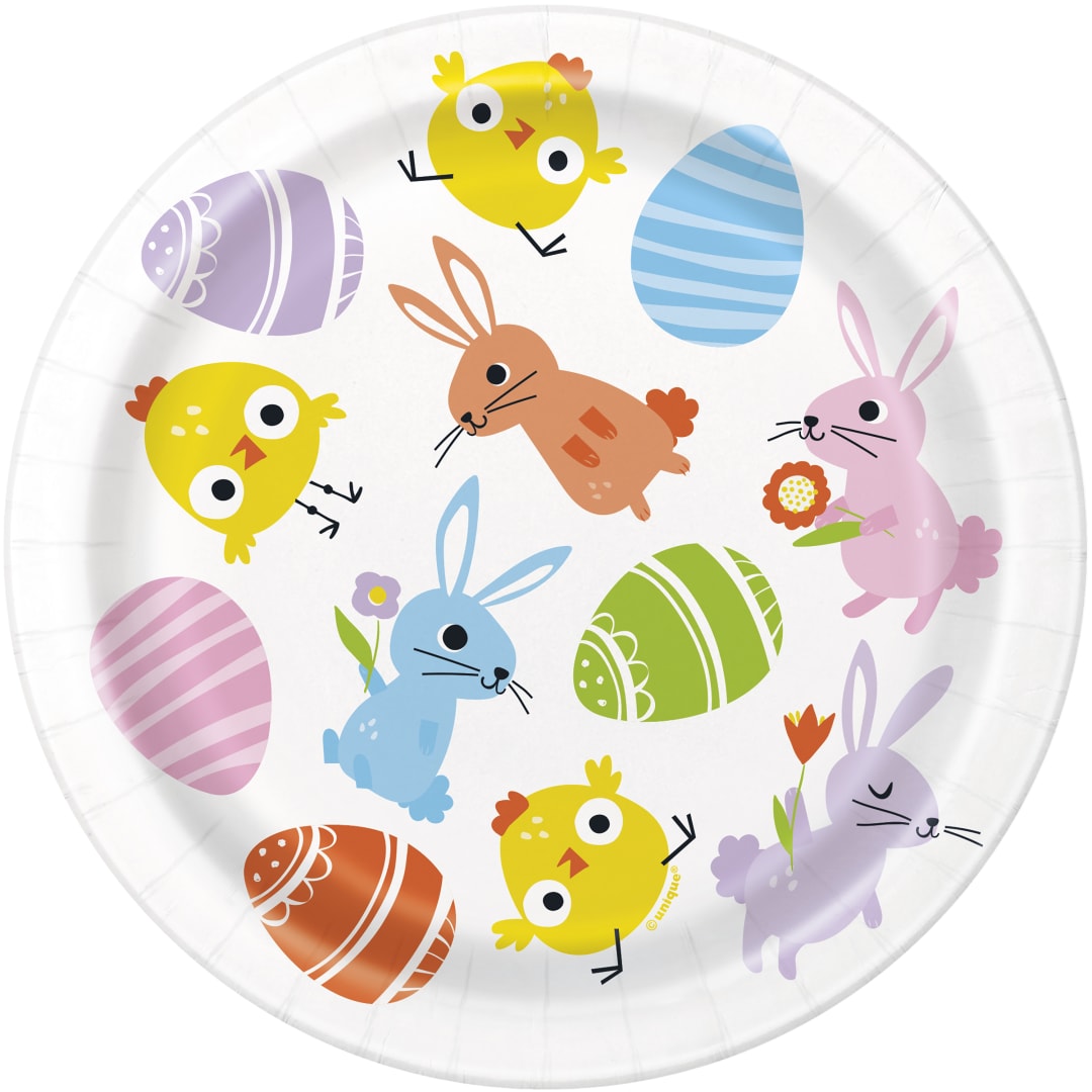 Colorful Gingham Easter Round 7" Dessert Plates, 8ct