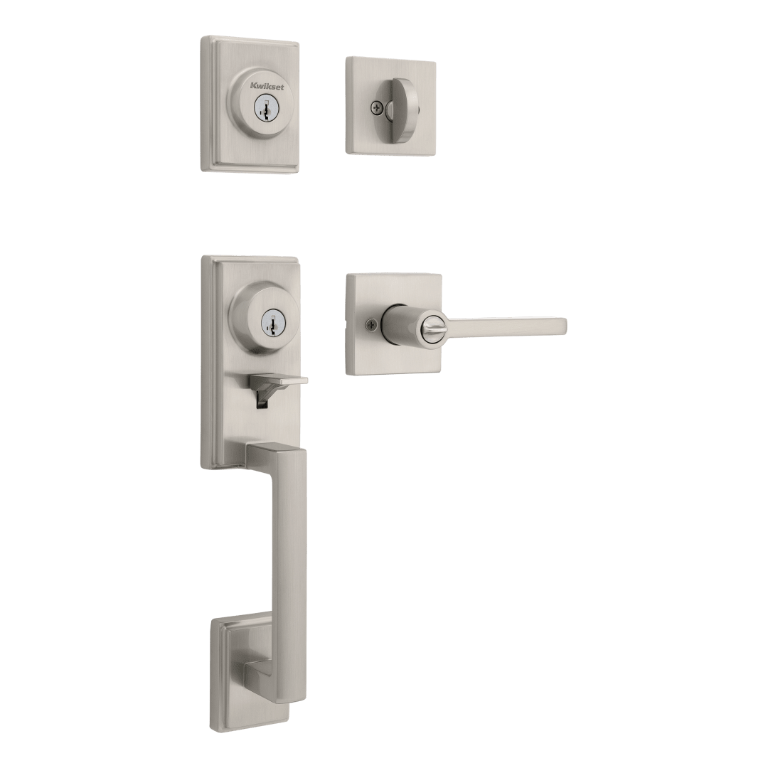 Peralta Single Cylinder Handleset w/ Halifax Lever featuring SmartKey Security™ in Satin Nickel