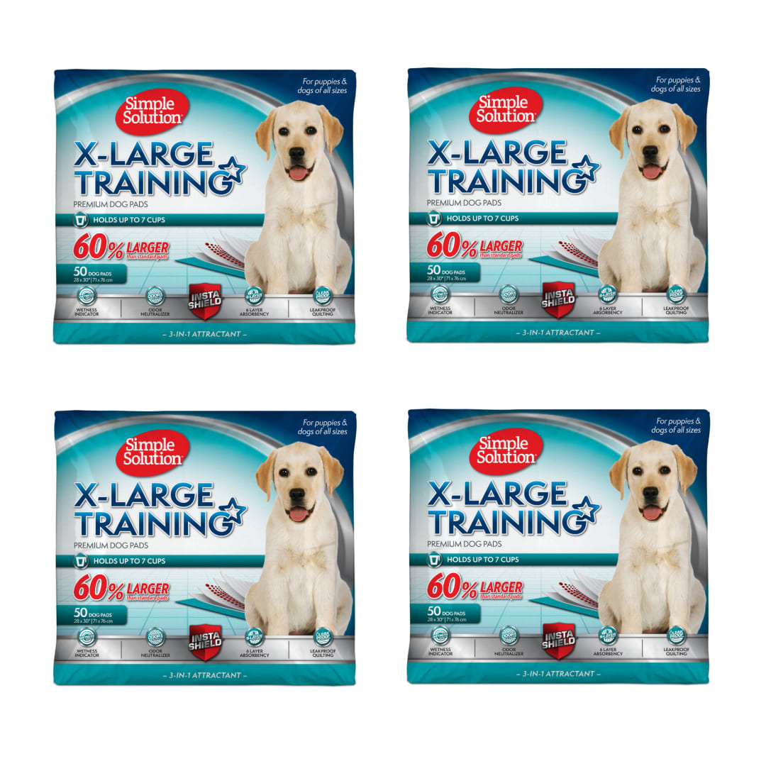 Simple Solution Training Puppy Pads | Extra Large, 6 Layer Dog Pee Pads, Absorbs Up to 7 Cups of Liquid | 28x30 Inches, 200 Count