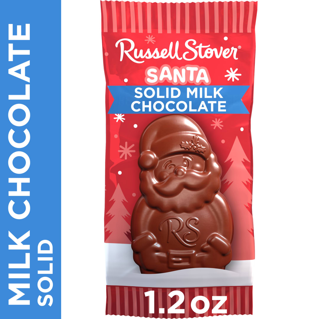 RUSSELL STOVER Christmas Santa in Solid Milk Chocolate Candy, 1.2 oz.