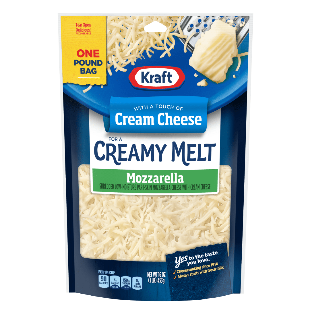 Kraft Natural Creamy Melt Mozzarella Shredded Cheese, 16 oz Bag