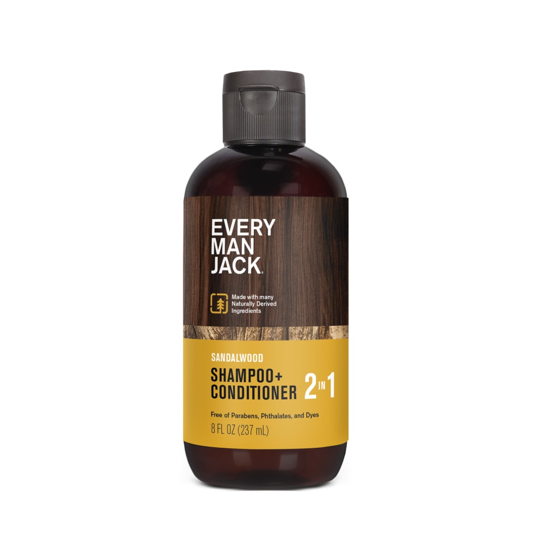 Every Man Jack Sandalwood Daily 2-in-1 Shampoo and Conditioner for Men, Naturally Derived, 8 fl oz