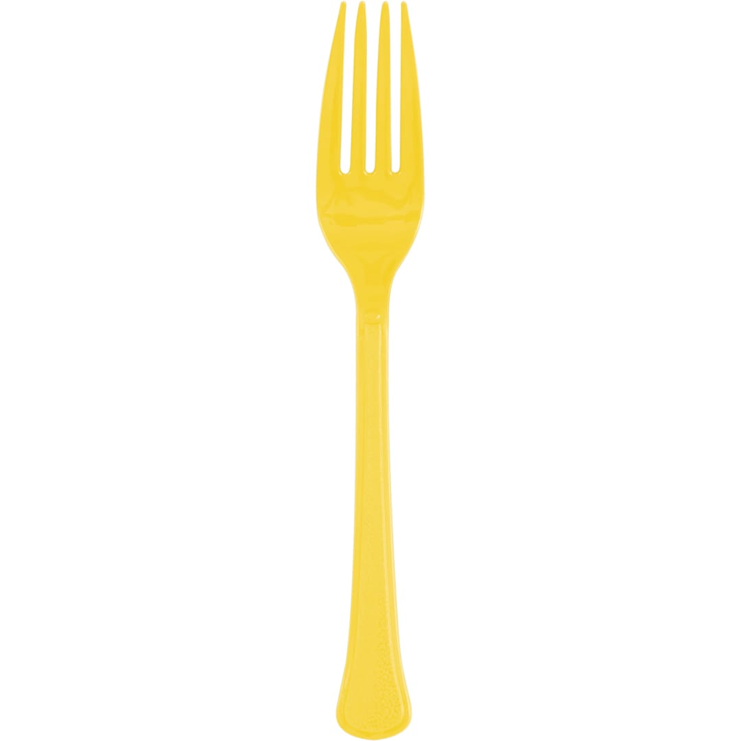 Sunshine Yellow Solid Premium Plastic Forks, 50ct