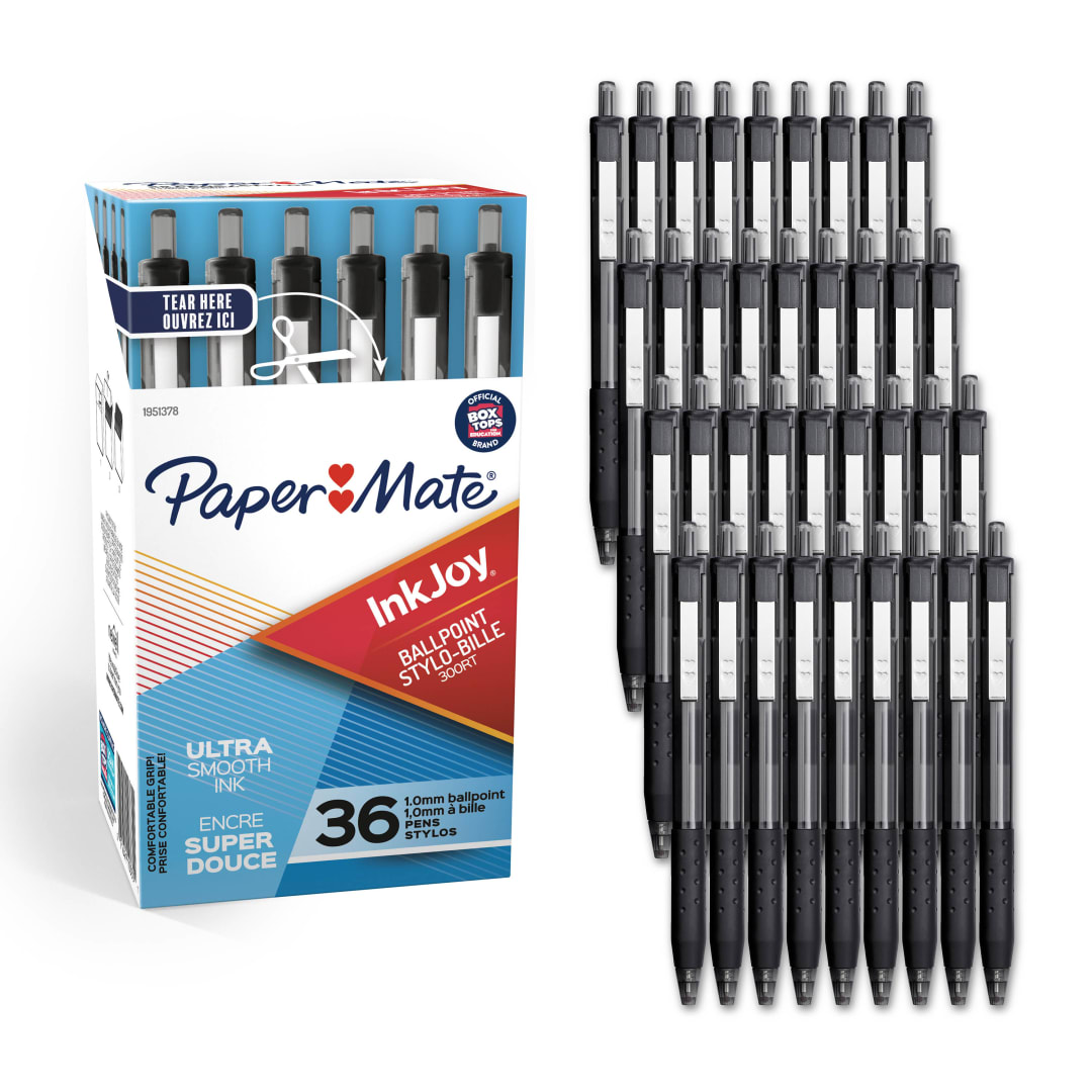 Paper Mate InkJoy 300RT Retractable Ballpoint Pens, Medium Point (1.0 mm), Black, 36 Count