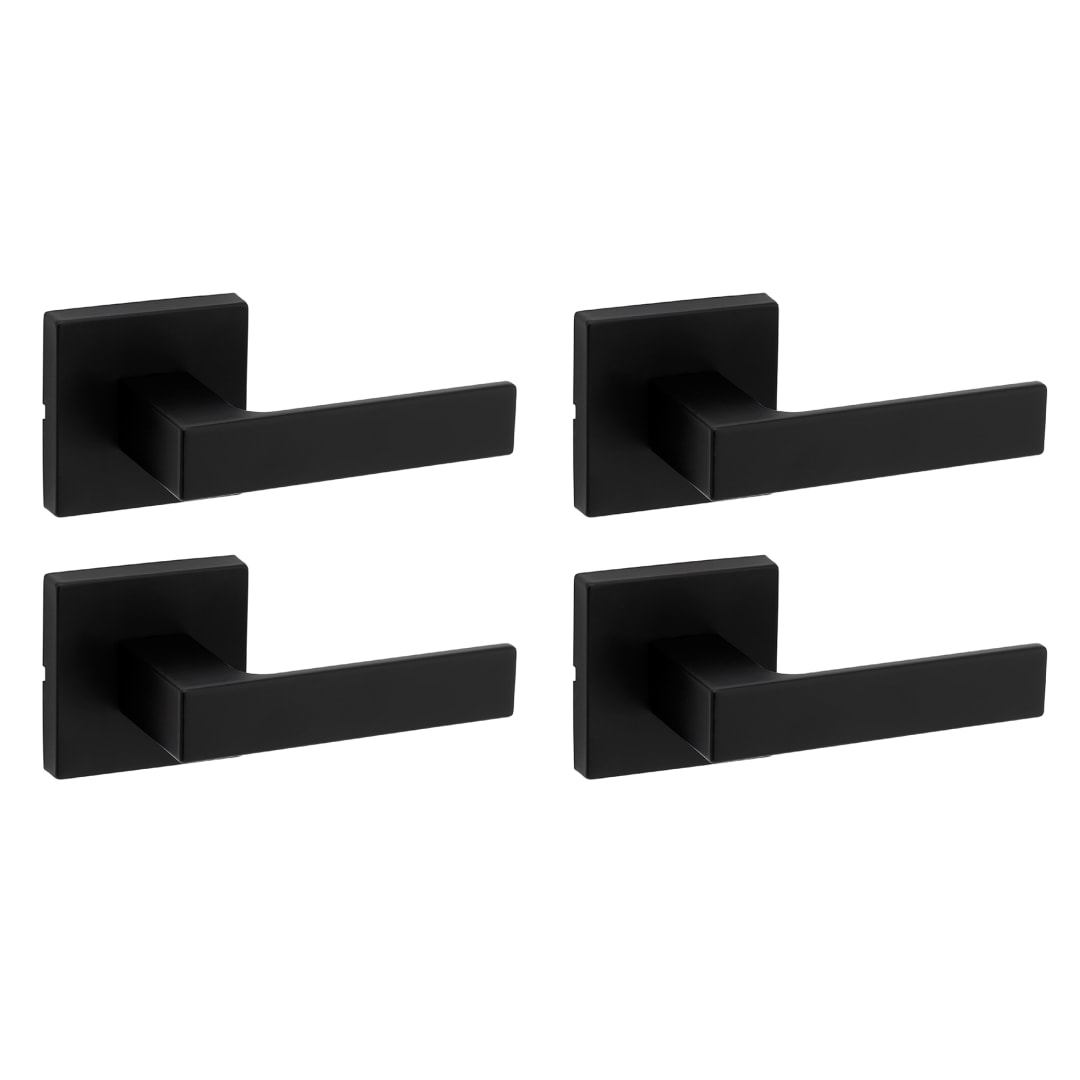 Singapore Square Hall/Closet Door Lever in Matte Black 4 Pack