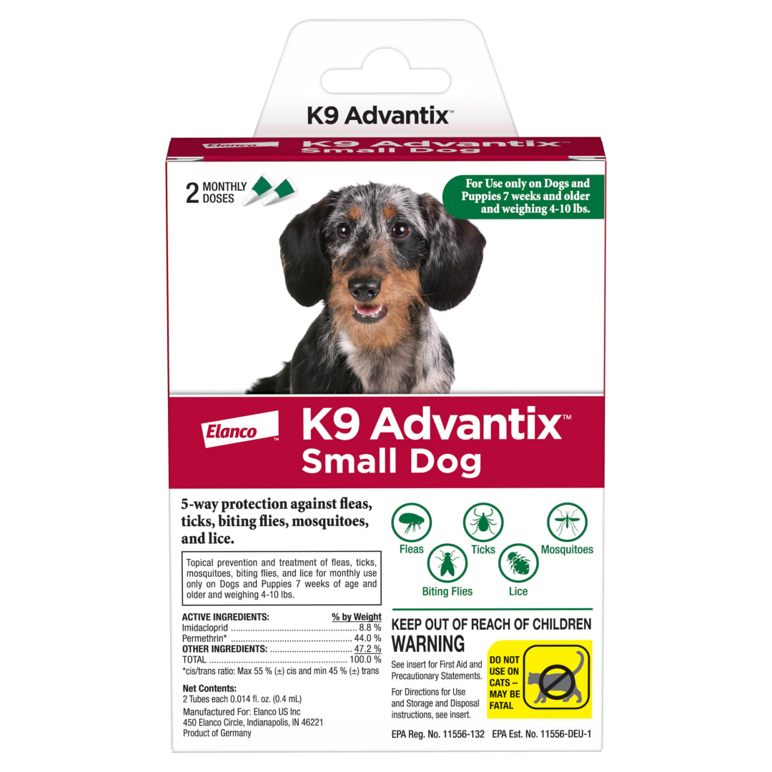 K9 Advantix Flea, Tick & Mosquito Prevention & Treatment for Dogs 4-10 lbs. | Flea Drops for Small Dogs | Apply Monthly | 2 Treatments