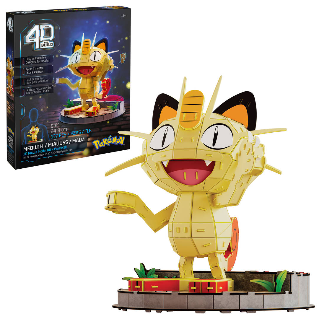 4D Build Pokémon Meowth 3D Puzzle Model Kit, Desk Décor, Shelf Display