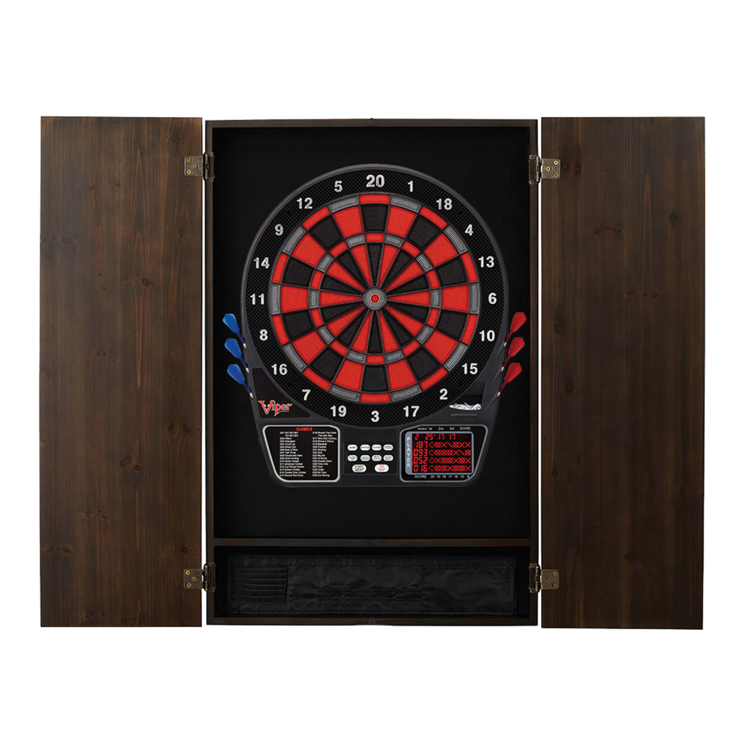 Viper Metropolitan Espresso Soft Tip Dartboard Cabinet and Viper 797 Electronic Dartboard