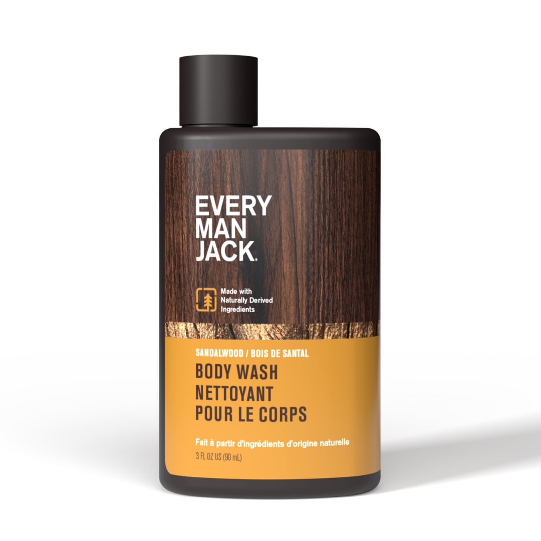 Every Man Jack Sandalwood Body Wash Travel Flask, 3oz