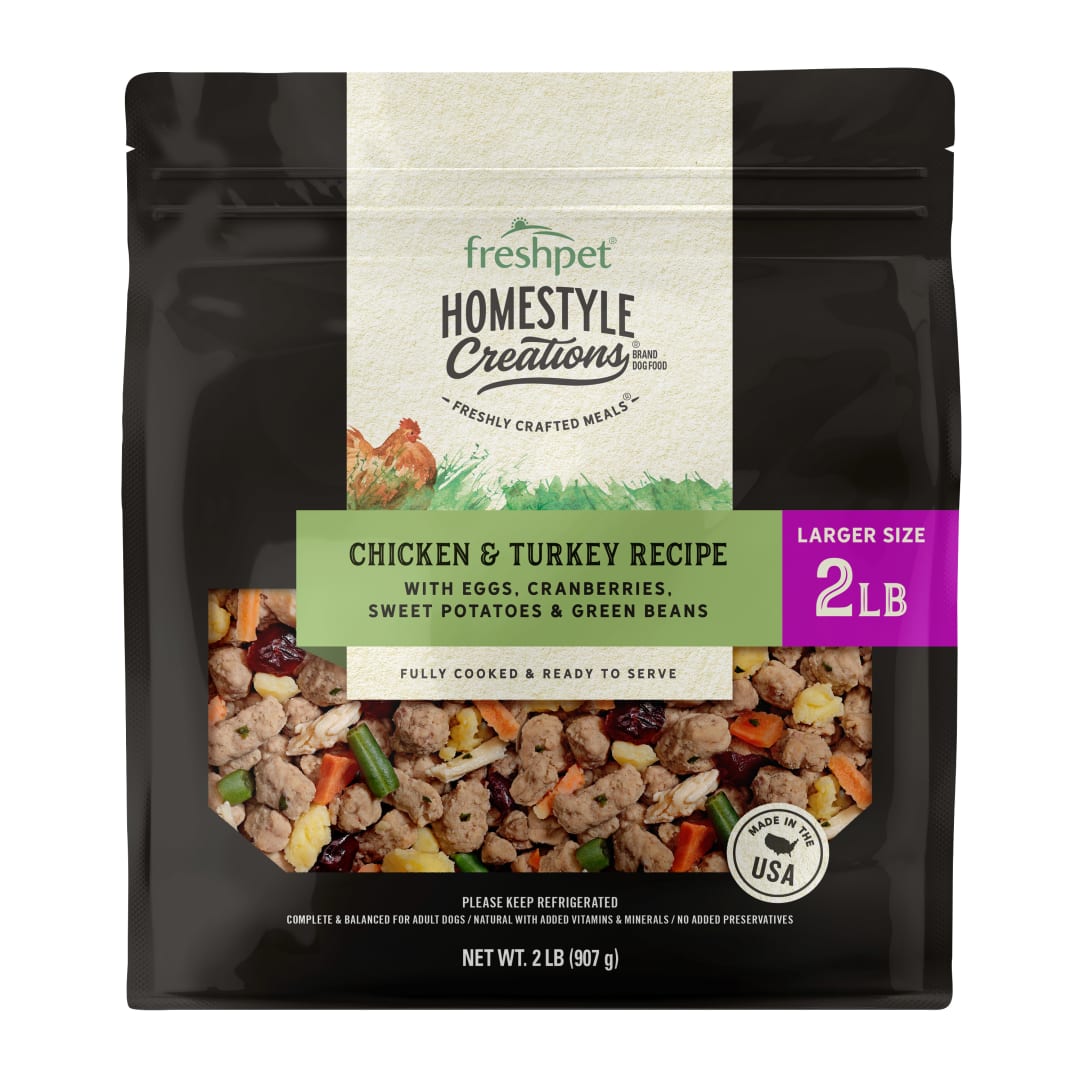 Freshpet Homestyle Creations Chicken & Turkey with Veggies Fresh Dog Food, 2lb