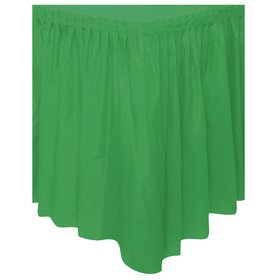 Emerald Green Solid Plastic Table Skirt, 29" x 21 ft