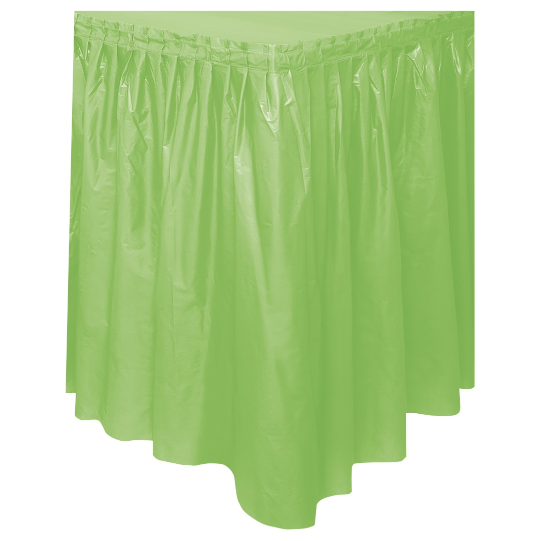 Lime Green Solid Plastic Table Skirt, 29" x 14 ft