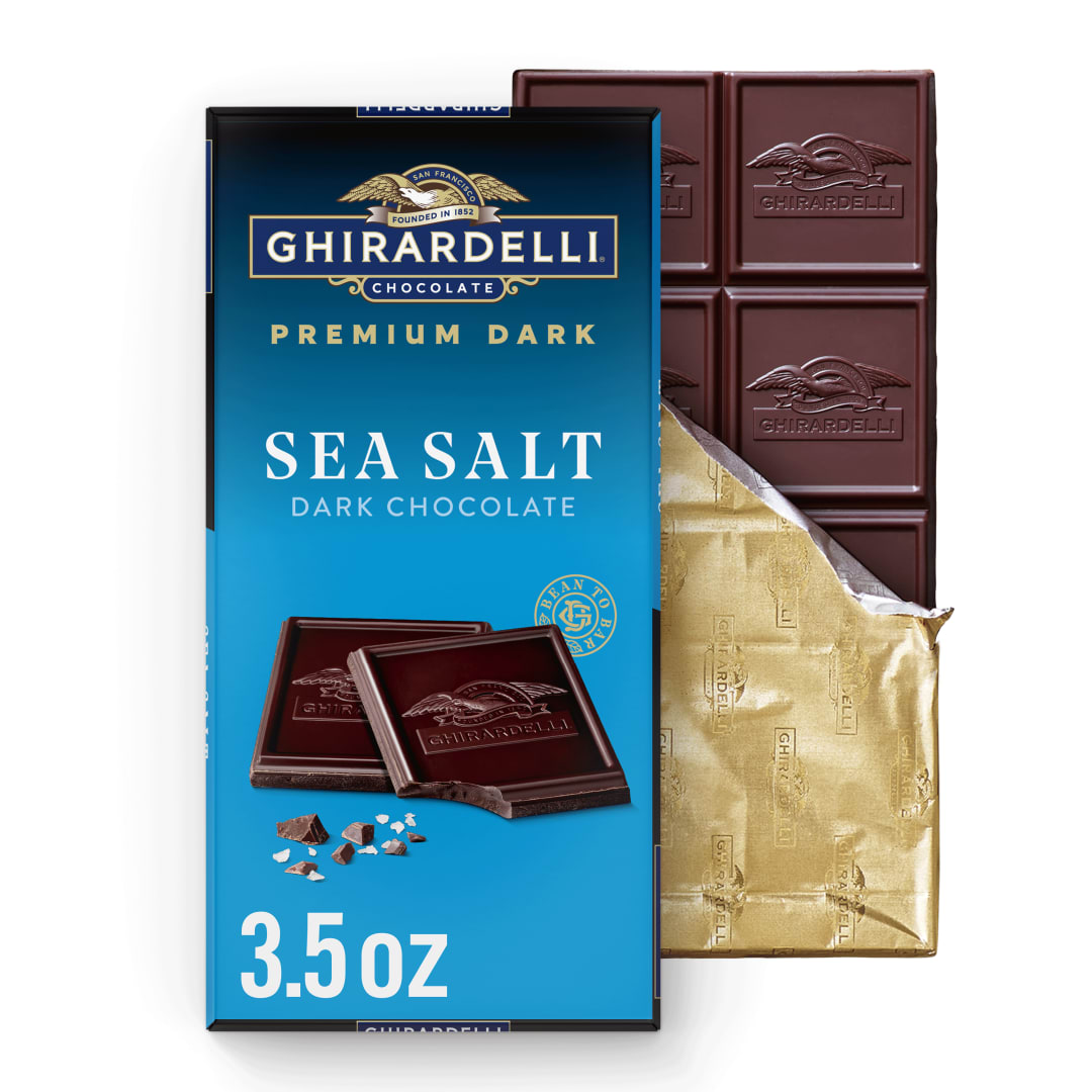 GHIRARDELLI PREMIUM DARK Sea Salt Dark Chocolate Bar, 3.5 oz Bar