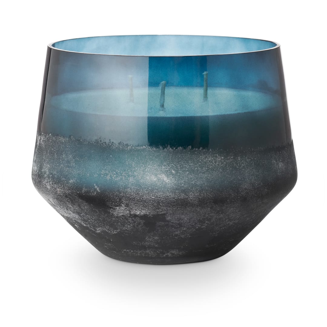 4627400200 - Hidden Lake Baltic Glass Candle, Blue, STOCK: 68