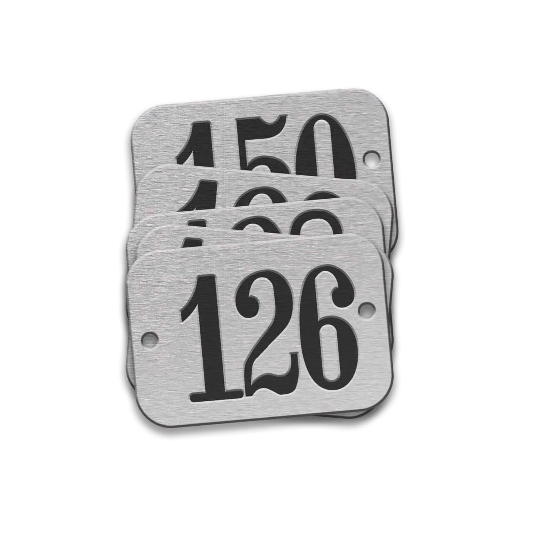 Pre-Marked Tag-Rectangle with Rounded Ends 126-150 5/8"x 1-29/32" Aluminum 25 Pack