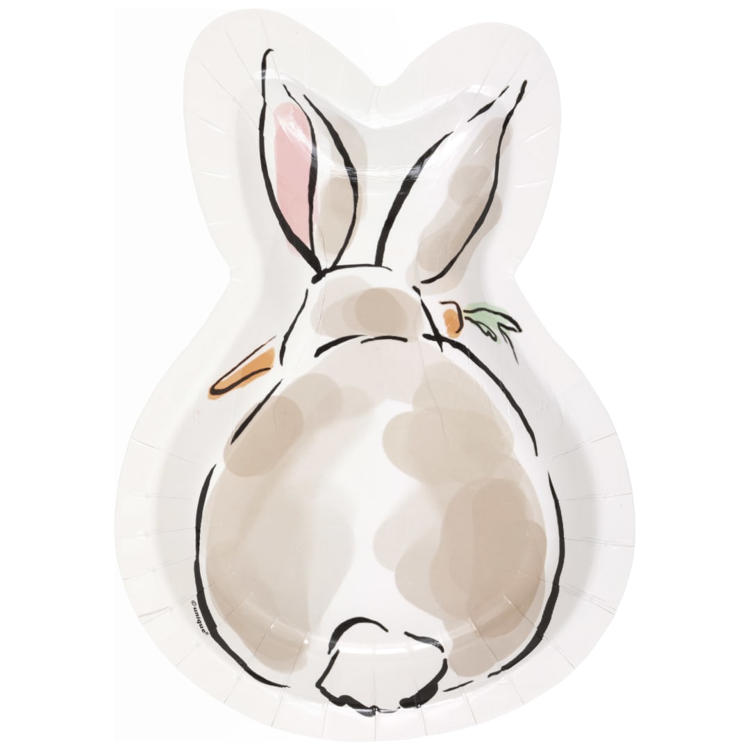 Dainty Easter Bunny Shaped 8.25" x 6" Dessert Plates, 8ct