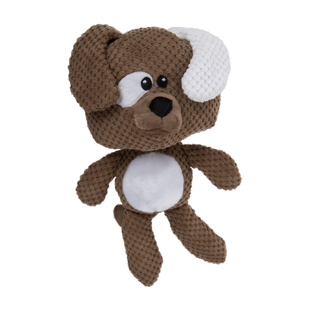 goDog Checkers Dog Plush Squeaky Dog Toy with Chew Guard Technology, Brown, Large
