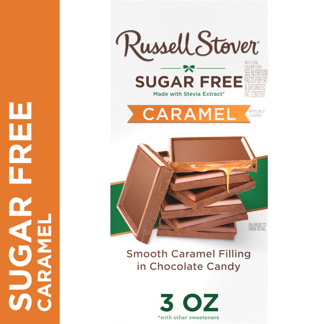 RUSSELL STOVER Sugar Free Caramel Chocolate Candy Bar, 3 oz.