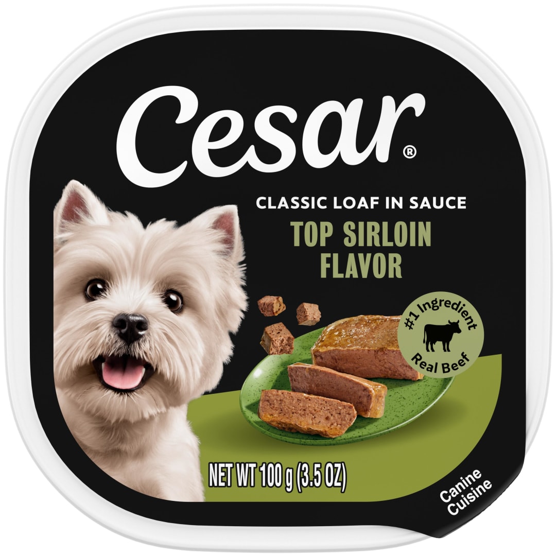 CESAR Soft Wet Dog Food Classic Loaf in Sauce Top Sirloin Flavor, (24) 3.5 oz. Easy Peel Trays