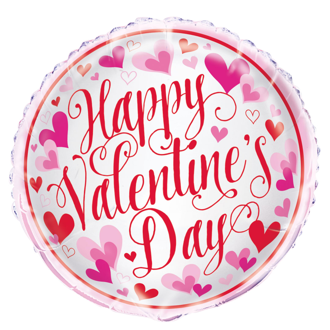 Red &amp; Pink Hearts Valentine's Day Round Foil Balloon 18", Packaged