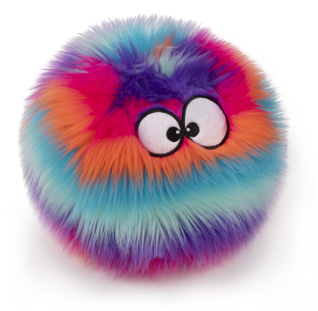 goDog Furballz Squeaky Plush Dog Toy, Chew Guard Technology, Rainbow, Large