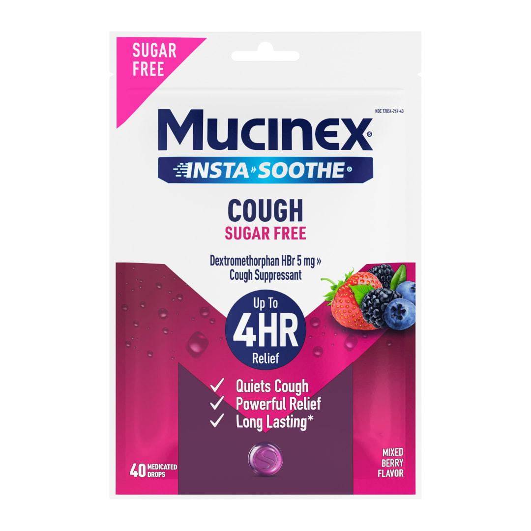 MUCINEX® InstaSoothe™ Cough Relief - Sugar Free Mixed Berry 36/40 ct.
