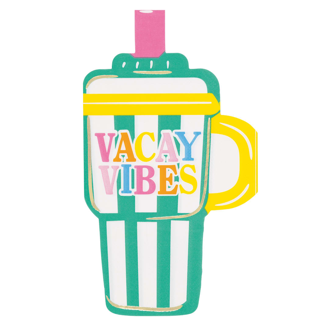 Vacay Mode "Vacay Vibes" Tumbler-Shaped Guest Towels, 16ct - Foil Stamping