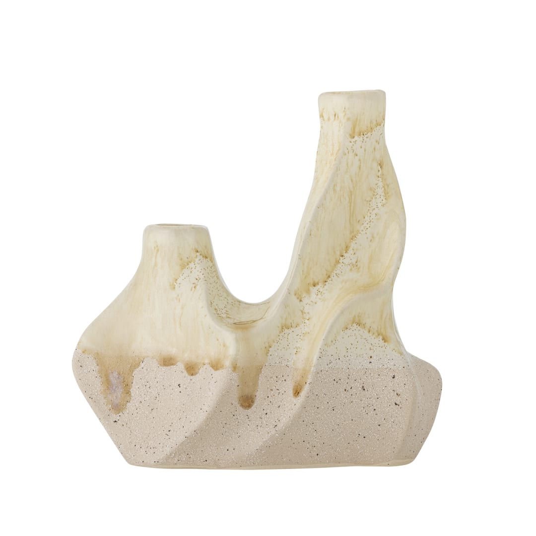 82062607 - Wavy Candle Holder, White, Stoneware STOCK: 300