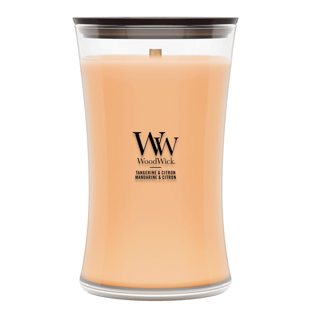 WoodWick Vela perfumada | Vela grande en forma de reloj de arena | Tangerine & Citron | Regalos perfectos para mujeres