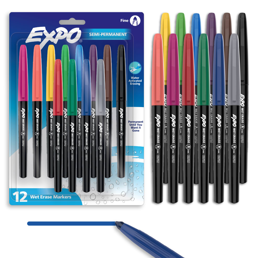 EXPO WET ERASE 12CT ASST FINE BL