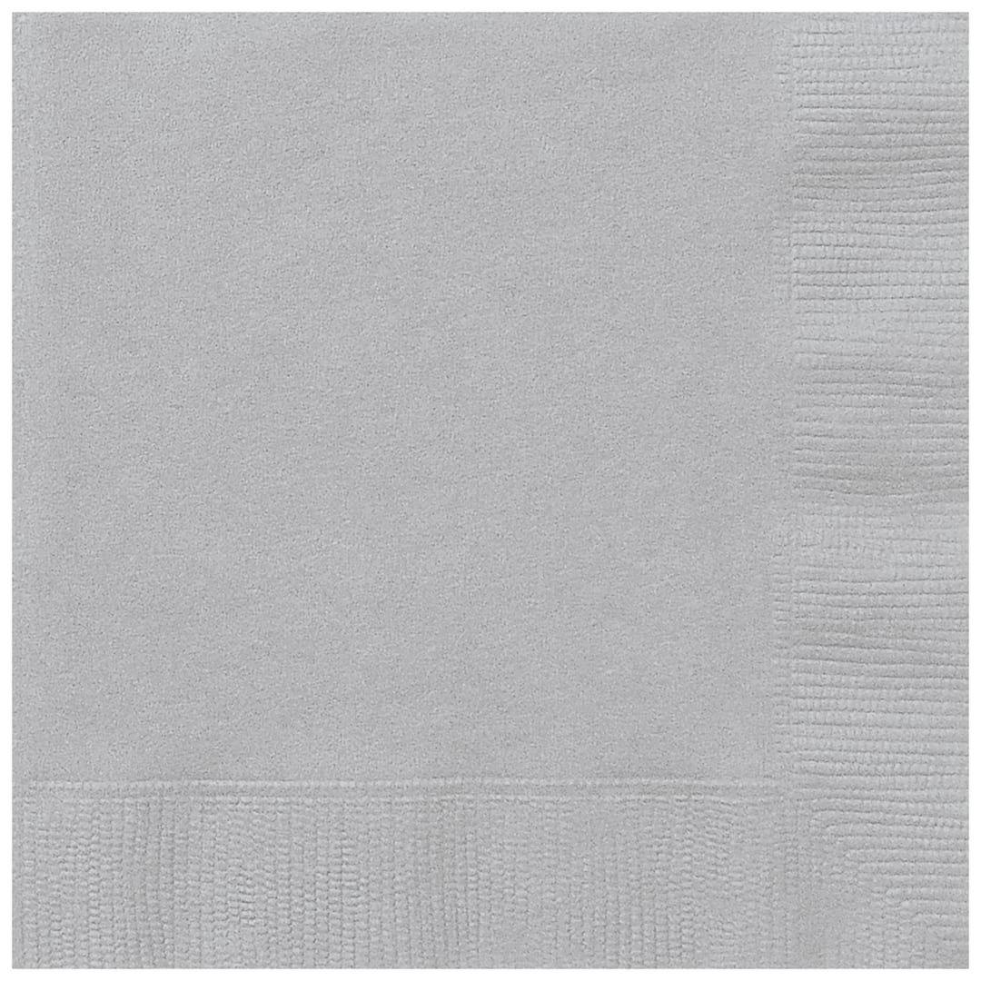 Silver Solid Beverage Napkins, 50ct