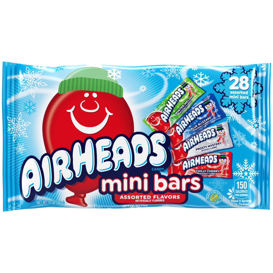 Airheads Mini Bars Assorted Flavors 12 oz Holiday Laydown Bag