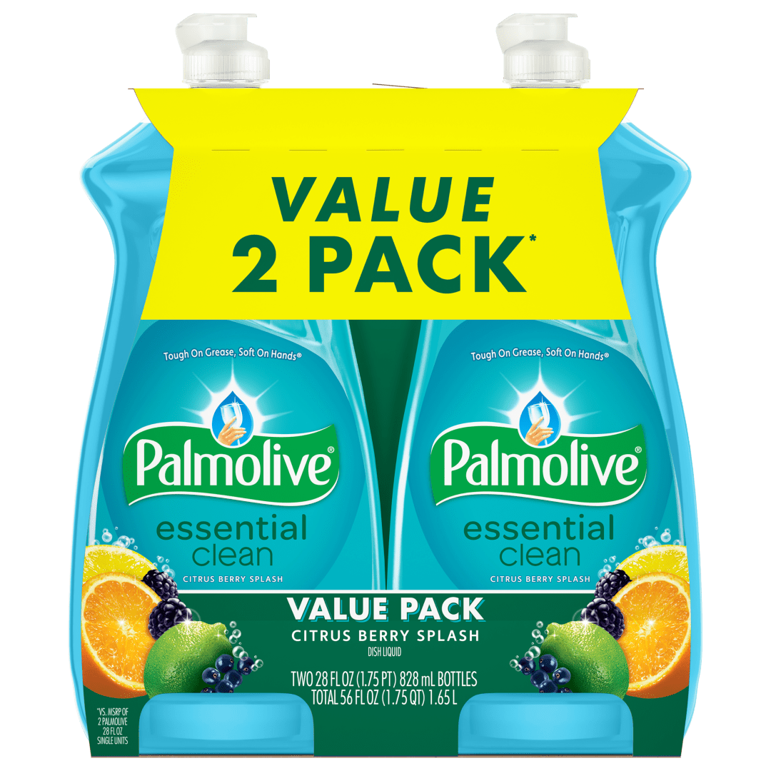 Palmolive Essential Clean Dish Soap, Biodegradable Formula, Paraben and Phosphate Free, Citrus Berry Splash Scent, 28 fl oz (2 Pack)