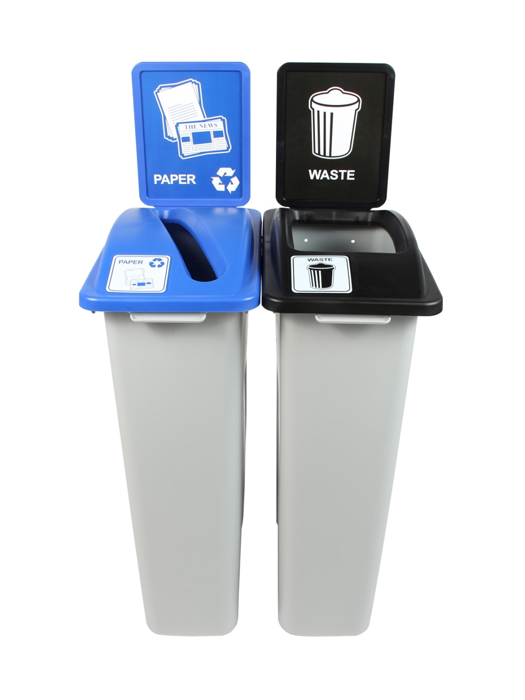 WASTE WATCHER - Double - Kit - Paper-Waste - Slot-Full - Grey-Blue-Black