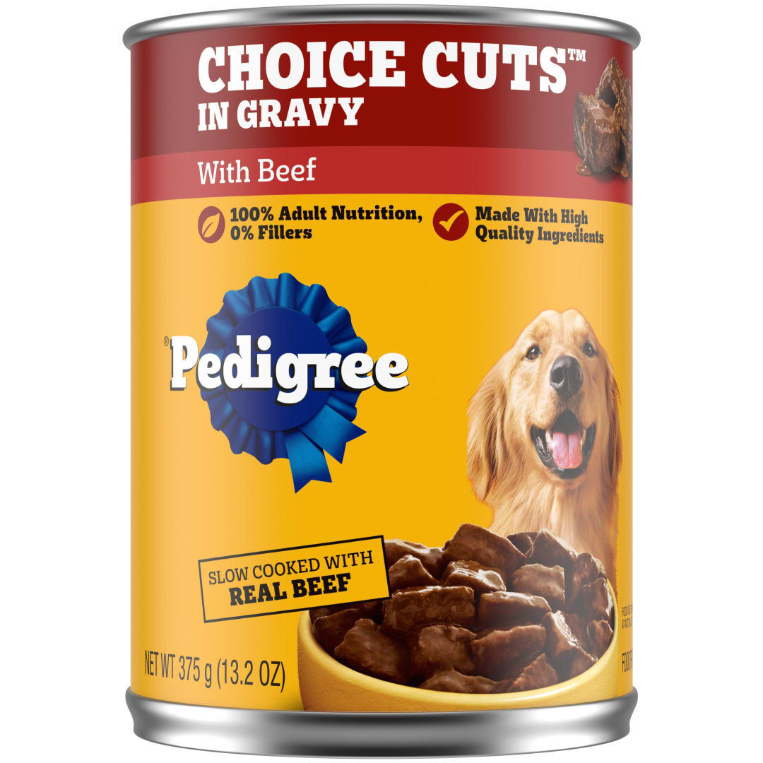 PEDIGREE CHOICE CUTS IN GRAVY Adult Canned Soft Wet Dog Food with Beef, 13.2 oz. Cans 12 Pack