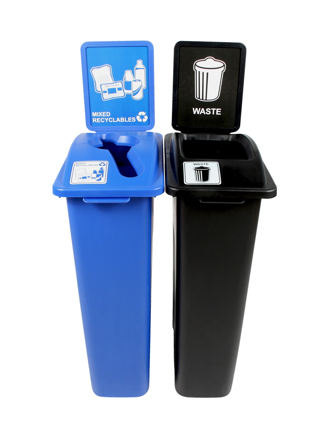 WASTE WATCHER - Double - Kit - Mixed Recyclables-Waste - Mixed-Full - Blue-Black