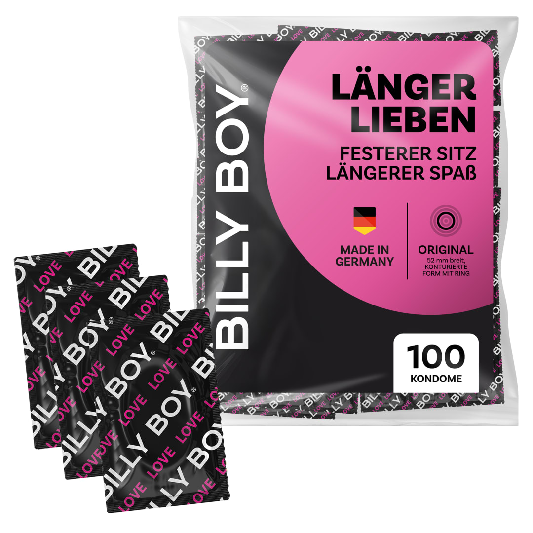 BILLY BOY Kondome Länger Lieben 100er, 52 mm – Kondome für ein längeres und intensiveres Erlebnis (1x100 Stück)