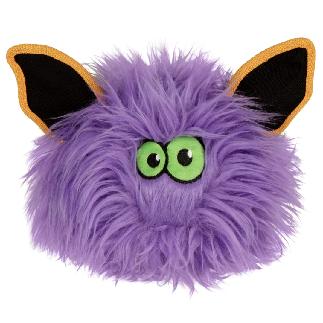 goDog Furballz Bat Squeaky Dog Toy, Plush with Chew Guard Technology, Purple, Medium
