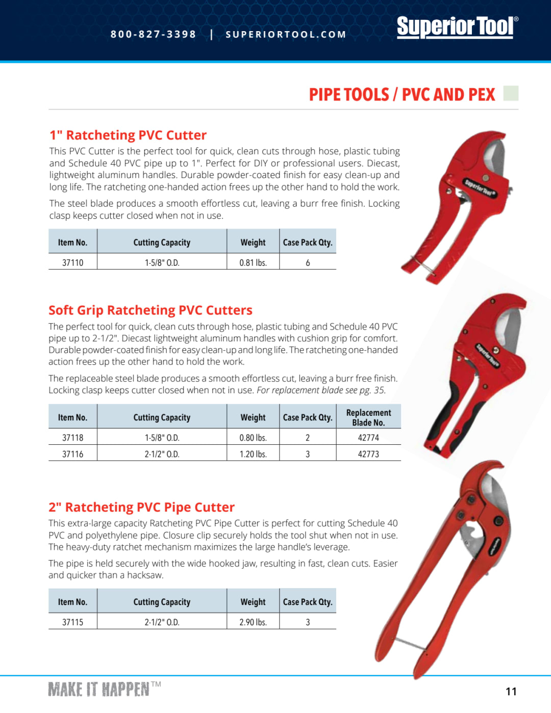 1-1/4” Ratcheting PipeLOK™ PVC Cutter | Superior Tool Digital Assets