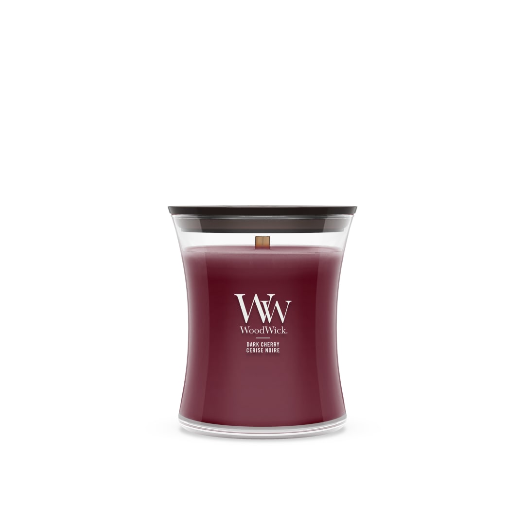 WoodWick Vela perfumada | Vela de tamaño mediano en forma de reloj de arena | Dark Cherry | Regalos perfectos para mujeres