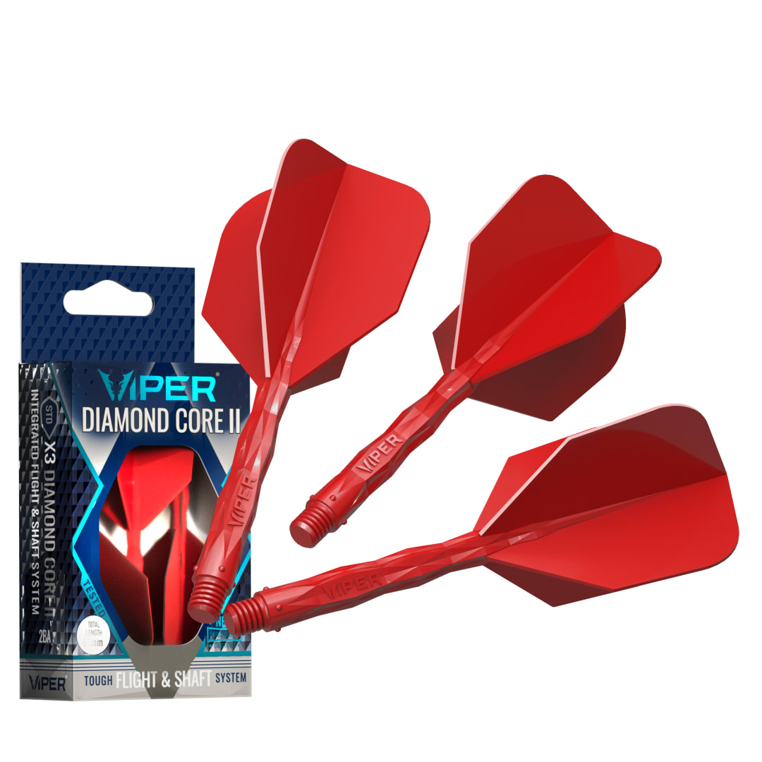 Viper Diamond Core II Integrated Dart Flight & Shaft System - Medium Shaft, Standard Flight - Red