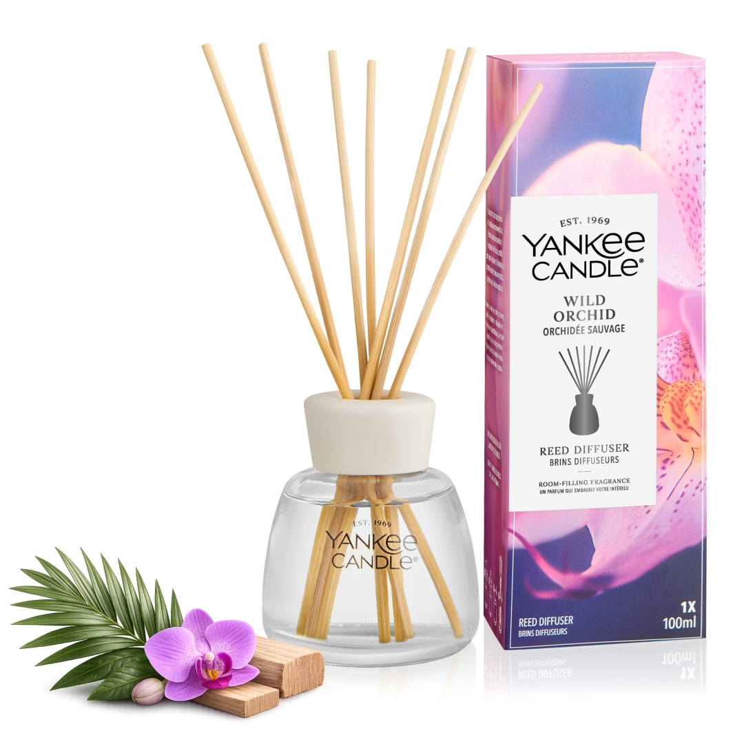 Yankee Candle Difusor de caña perfumado, Wild Orchid, 100 ml | Ambientadores de hogar, Hasta 10 semanas de fragancia, regalos originales para mujer